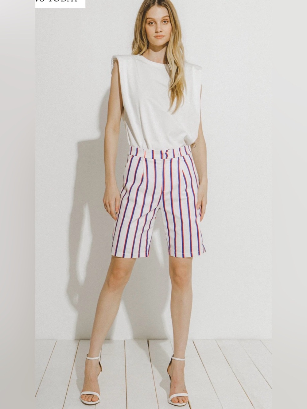 English Factory White Stripe Cotton Shorts - size small